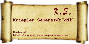 Kriegler Seherezádé névjegykártya